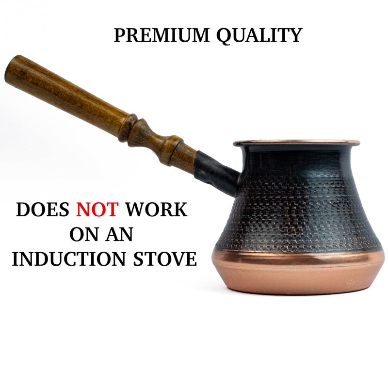 HandCraftoria Handmade Armenian Coffee Pot Maker 2 Small cup Copper Jazva Ararat Turkish Arabic Greek Cezve Jezve Ibrik Turka Jazve Wooden Handle (7 Fl Oz) - Image 5